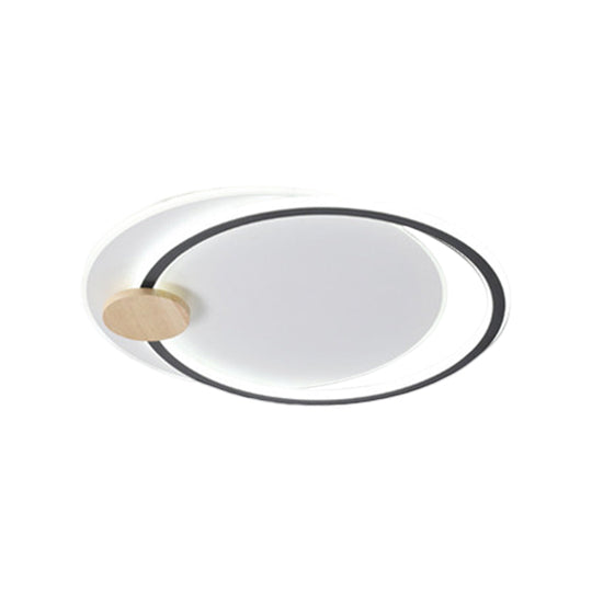 Modern Metal Led Circle Ceiling Lamp: Black/Grey Flush Mount Lighting In Warm/White Light