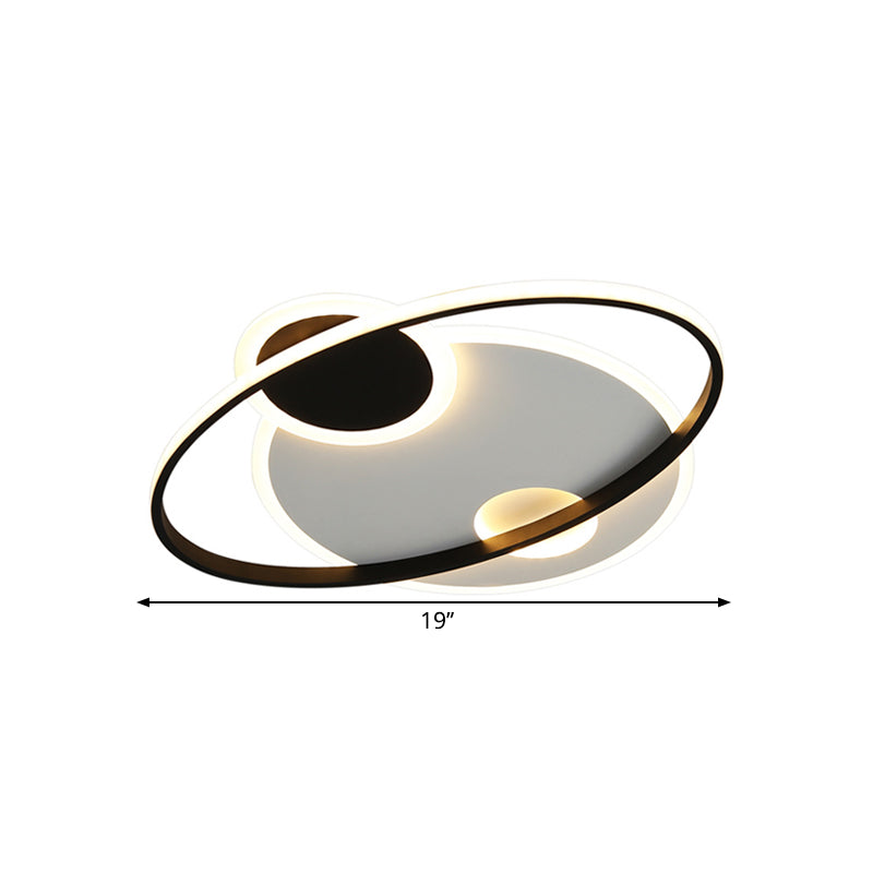 19’/21.5’ Planetary Orbit Semi Flush Led Ceiling Lighting In Black – Warm/White Light