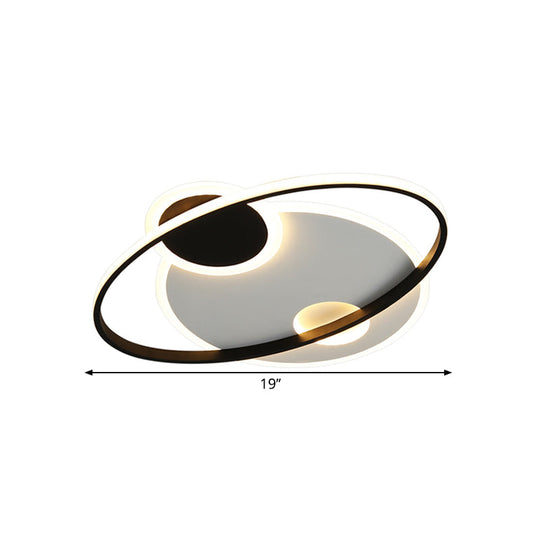 19’/21.5’ Planetary Orbit Semi Flush Led Ceiling Lighting In Black – Warm/White Light