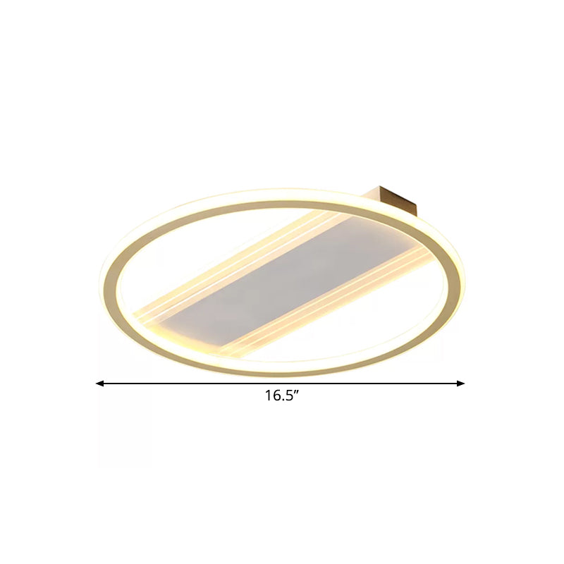 Simplicity Led Ceiling Fixture White Semi Flush Mount With Metallic Shade Warm/White Light