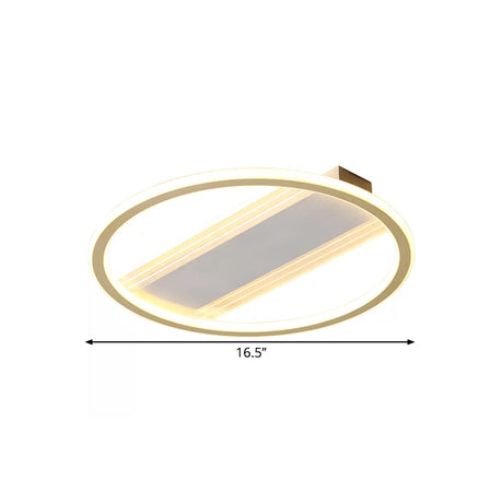 Simplicity Led Ceiling Fixture White Semi Flush Mount With Metallic Shade Warm/White Light