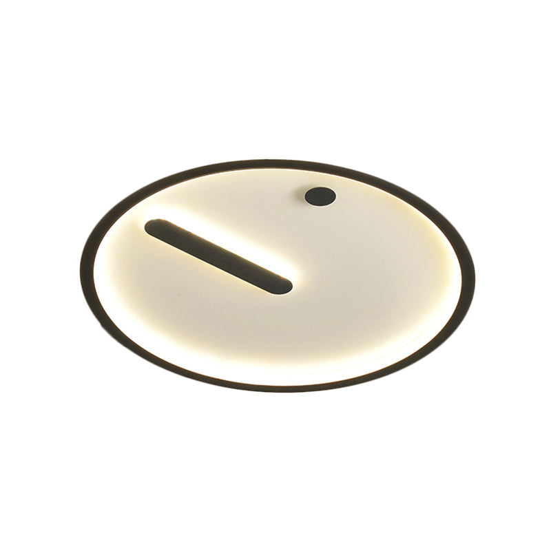 Modern Led Circle Flush Mount Metallic Ceiling Light In Black & White 12’/16’/19.5’ Wide