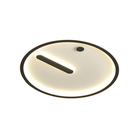 Modern Led Circle Flush Mount Metallic Ceiling Light In Black & White 12’/16’/19.5’ Wide