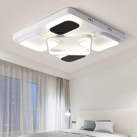 Modern Minimalist Square Flush Ceiling Light In Black – Acrylic Shade Led 21.5’/27.5’ Width