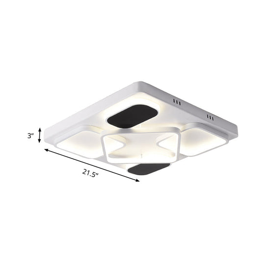 Modern Minimalist Square Flush Ceiling Light In Black – Acrylic Shade Led 21.5’/27.5’ Width