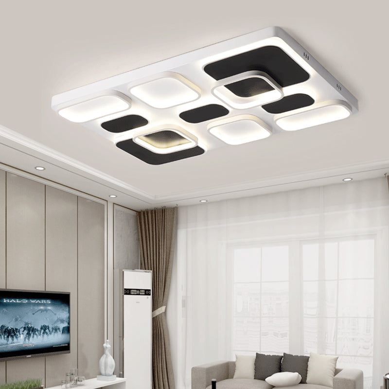 Modern Minimalist Square Flush Ceiling Light In Black – Acrylic Shade Led 21.5’/27.5’ Width