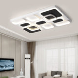 Modern Minimalist Square Flush Ceiling Light In Black Acrylic Shade Led 21.5/27.5 Width Perfect For