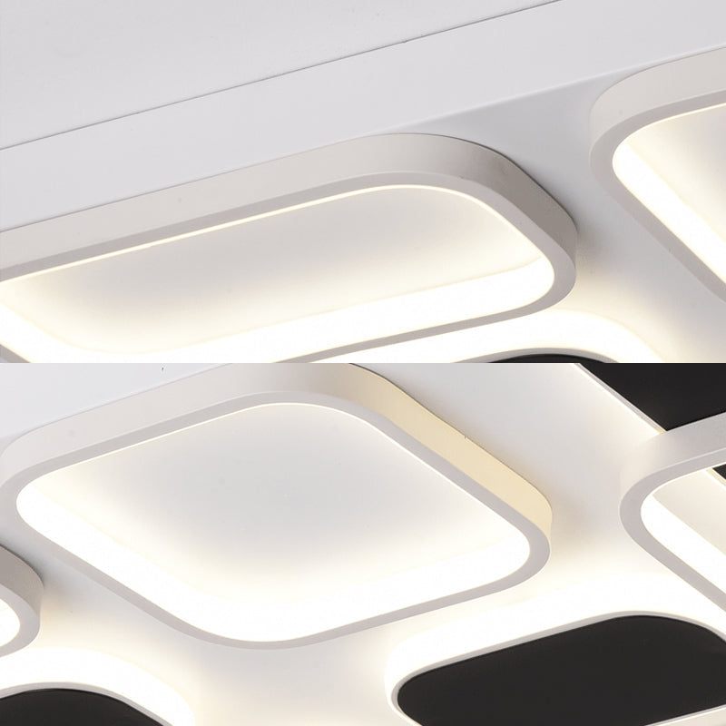 Modern Minimalist Square Flush Ceiling Light In Black Acrylic Shade Led 21.5/27.5 Width Perfect For