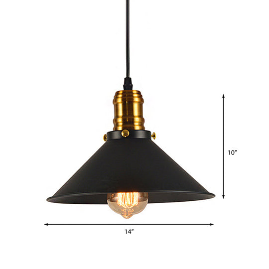 Vintage Cone Metal Ceiling Pendant Light - 1/2/3-Pack Black Stylish Design 10’/12’/14’ Width