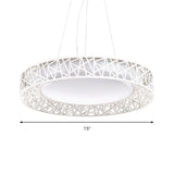 Laëtitia - Nordic Drum Hanging Pendant Light Metal Led White Ceiling With Hollow Design In