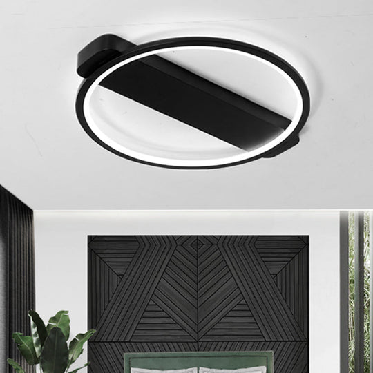 Modern Ring Acrylic Flush Light: 18’/25.5’ Wide Led Ceiling Fixture For Living Room (Black/White)