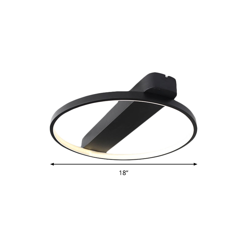 Modern Ring Acrylic Flush Light: 18’/25.5’ Wide Led Ceiling Fixture For Living Room (Black/White)