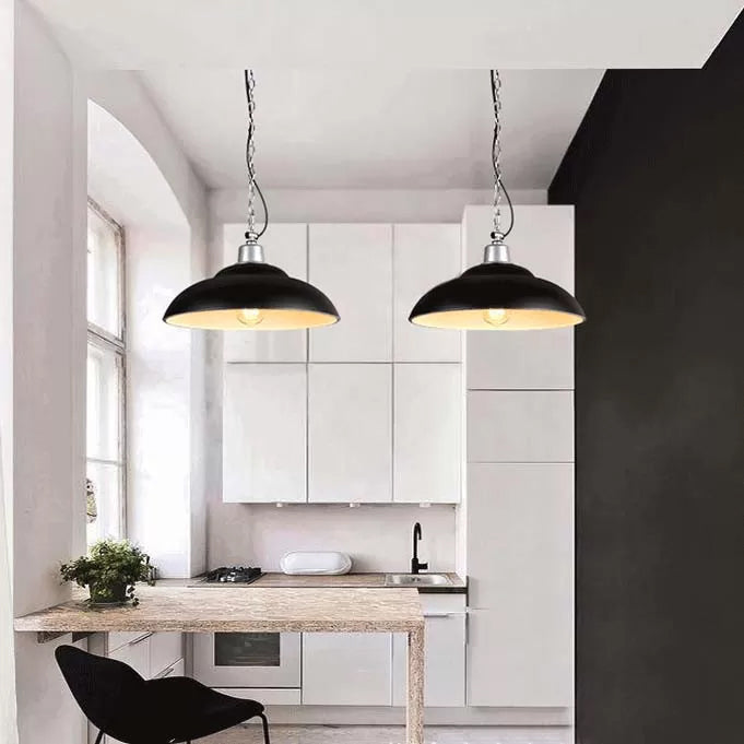 Vintage Metal Double Bubble Ceiling Light With Black & Green Shades For Living Room