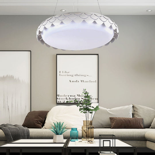 Contemporary Metal Led Fish Scale Pendant Lamp Kit – White/Gold Warm/White/Natural Light