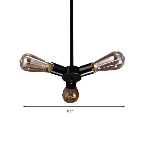 Vintage Black Finish Metal Chandelier With Hanging Rod - 3/4/5 Lights Perfect For Bars