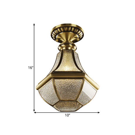 Farmhouse Bell Ceiling Light - Brass Flush Mount For Hallway