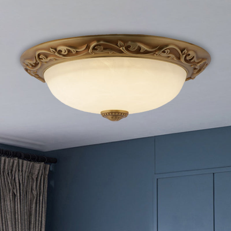 Farmhouse Dome Ceiling Lamp With Opaline Glass Brass Finish - Multiple Sizes & Lights Available / 16