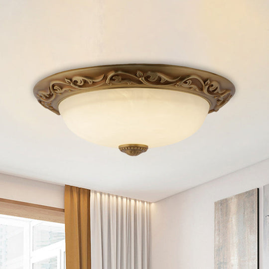 Farmhouse Dome Ceiling Lamp With Opaline Glass Brass Finish - Multiple Sizes & Lights Available
