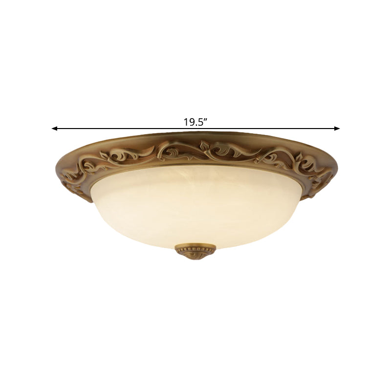 Farmhouse Dome Ceiling Lamp With Opaline Glass Brass Finish - Multiple Sizes & Lights Available