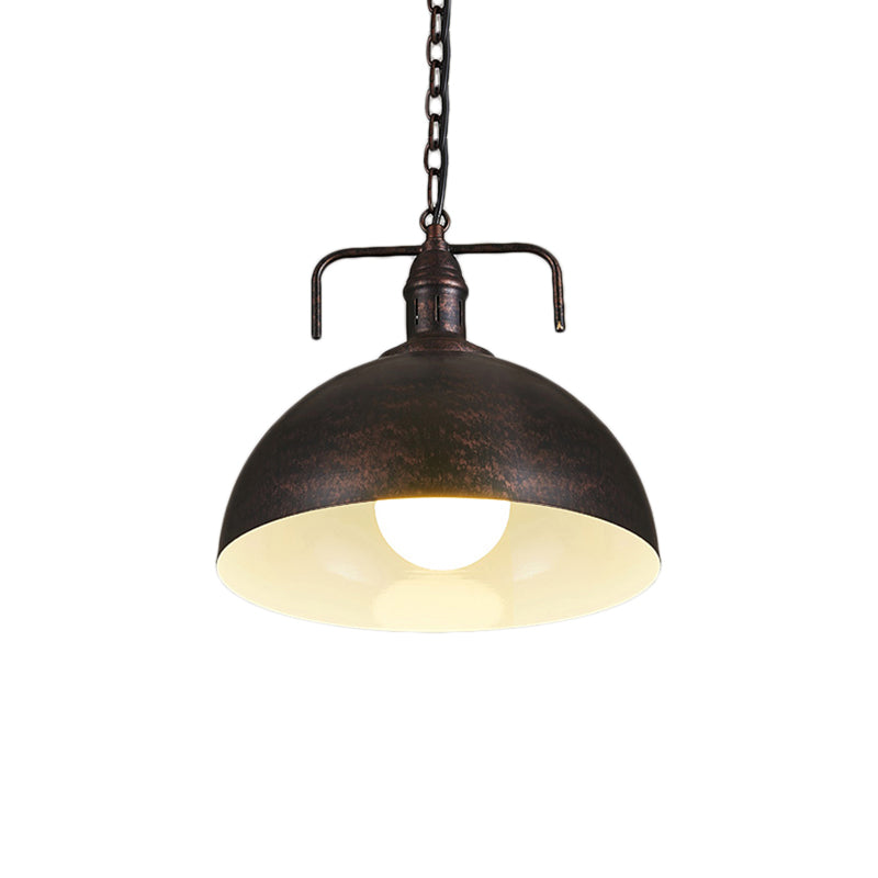 Industrial Metallic Living Room Pendant Light - 1 Red/Yellow/Rust Finish 12’/16’ Bowl