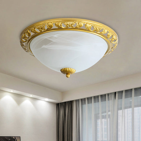 Vintage Dome Glass Flush Mount Ceiling Light Fixture - 2 Bulbs Brass/Bronze/Copper Finish 12.5/15