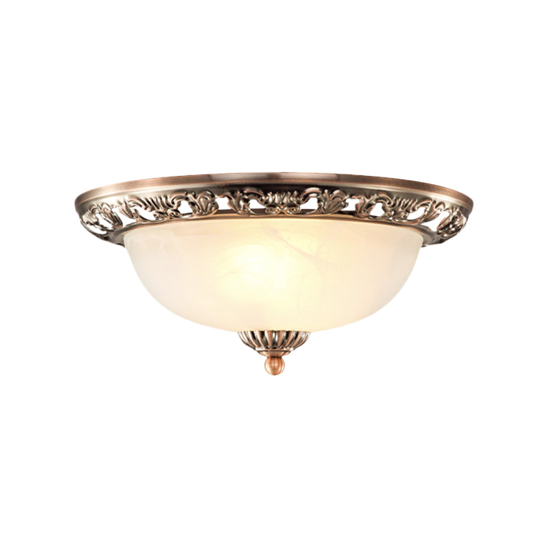 Vintage Dome Glass Flush Mount Ceiling Light Fixture - 2 Bulbs Brass/Bronze/Copper Finish 12.5/15