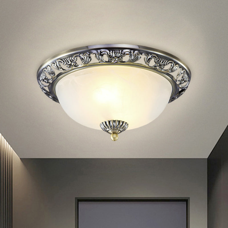 Vintage Dome Glass Flush Mount Ceiling Light Fixture - 2 Bulbs Brass/Bronze/Copper Finish 12.5/15