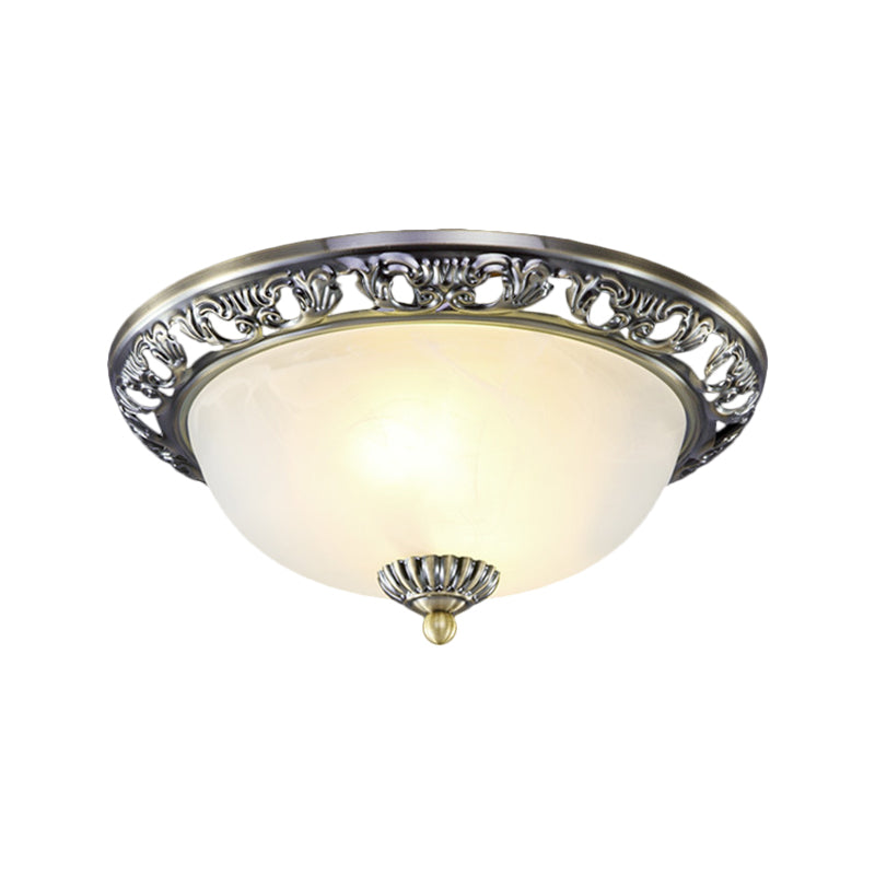 Vintage Dome Glass Flush Mount Ceiling Light Fixture - 2 Bulbs Brass/Bronze/Copper Finish