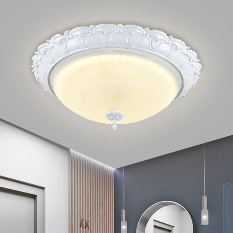 Flush Mount Led Dome Light In Cottage White With Frosted Glass 16/20.5 Width - Available Warm And