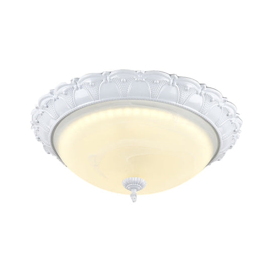 Flush Mount Led Dome Light In Cottage White With Frosted Glass 16/20.5 Width - Available Warm And