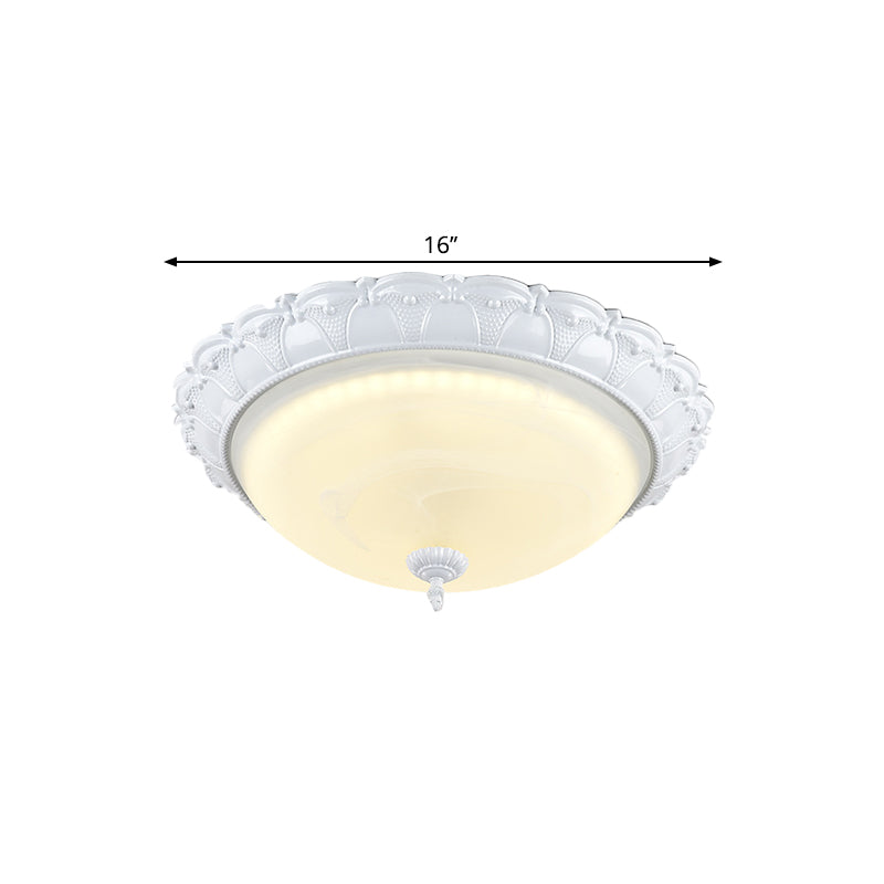 Flush Mount Led Dome Light In Cottage White With Frosted Glass 16/20.5 Width - Available Warm And