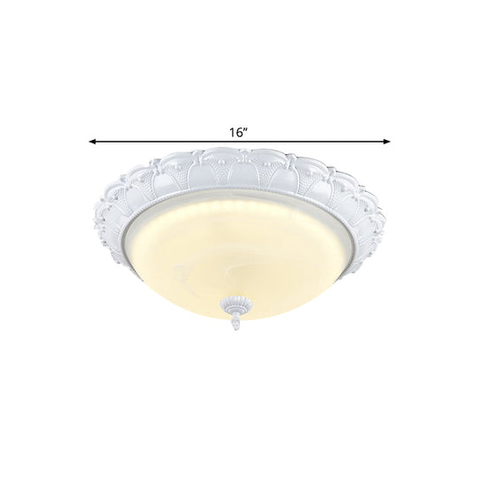 Flush Mount Led Dome Light In Cottage White With Frosted Glass 16’/20.5’ Width - Available Warm