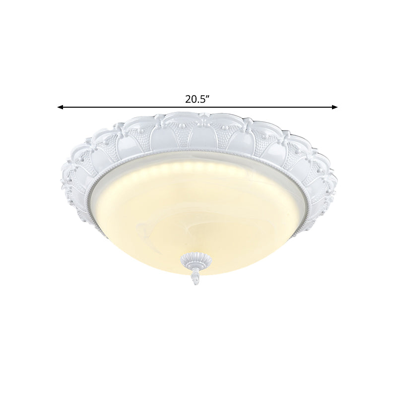 Flush Mount Led Dome Light In Cottage White With Frosted Glass 16’/20.5’ Width - Available Warm