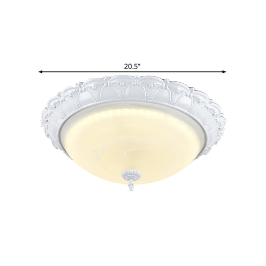 Flush Mount Led Dome Light In Cottage White With Frosted Glass 16/20.5 Width - Available Warm And