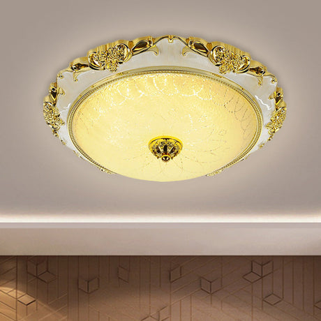 Traditional Round Glass Led Flush Light In Silver/Gold - 12/16/19.5 Width