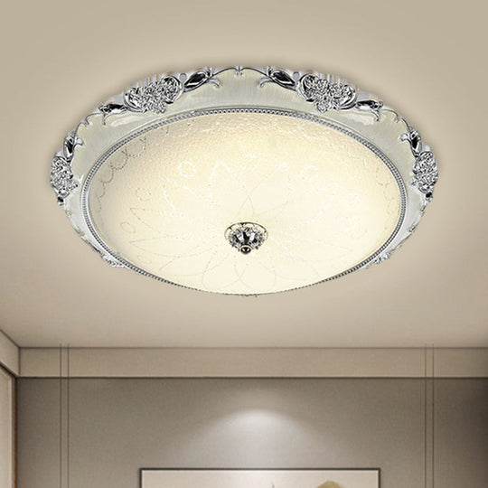 Traditional Round Glass Led Flush Light In Silver/Gold - 12/16/19.5 Width