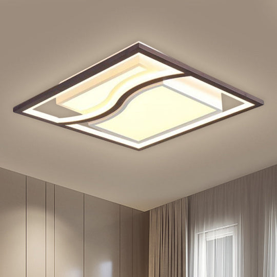 21’ Modern Square Flush Mount Led Ceiling Light In Black - Warm/White