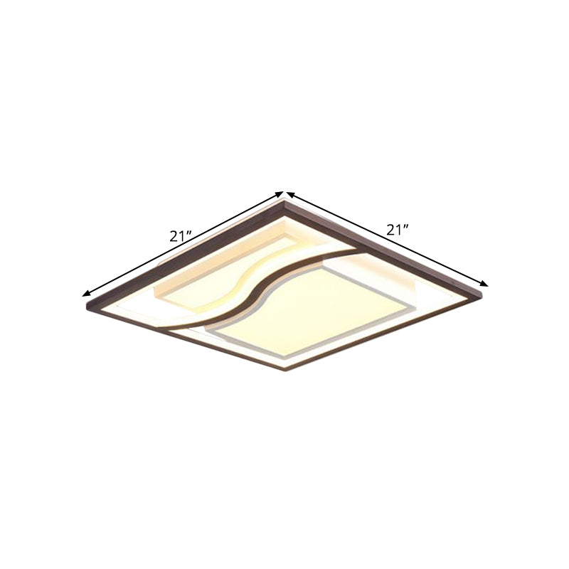 21’ Modern Square Flush Mount Led Ceiling Light In Black - Warm/White