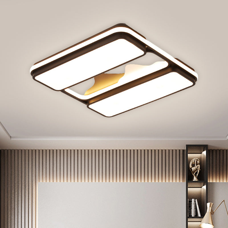 Modernist Led Black Flush Mount Ceiling Light In Warm/White 16.5’/20.5’/35.5’ Wide / 16.5’ White