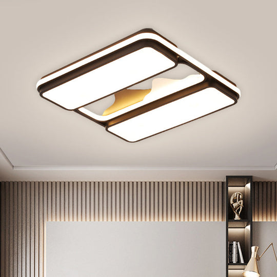 Modernist Led Black Flush Mount Ceiling Light In Warm/White 16.5’/20.5’/35.5’ Wide / 16.5’ White