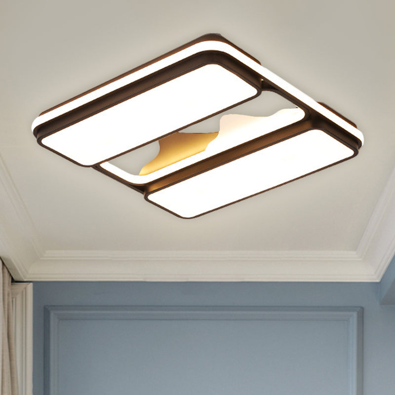 Modernist Led Black Flush Mount Ceiling Light In Warm/White 16.5’/20.5’/35.5’ Wide
