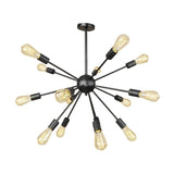 Industrial Black Sputnik Chandelier With 9/12 Lights - Retro Metal Pendant Fixture For Dining Room