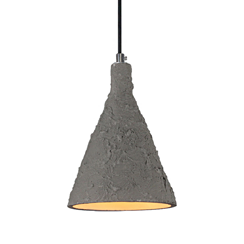 Industrial Grey Funnel Pendant Light - 1-Light Cement Shade For Restaurant Suspension