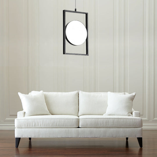 Post Modern Led Hanging Light Fixture Black Rectangle Pendant With Flexible Horizontal/Vertical