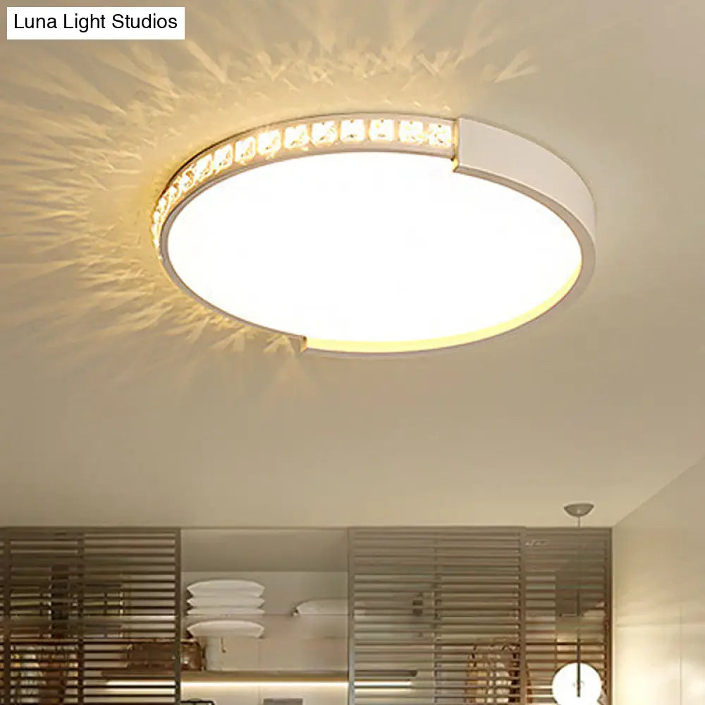 16/19.5/20.5 Wide Crystal Led Flush Mount Ceiling Light For Bedroom And Living Room White / 16.5
