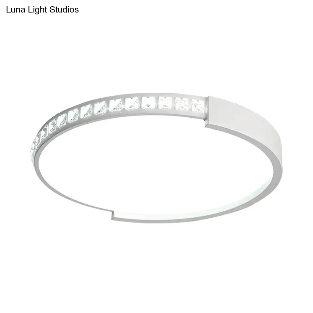 16/19.5/20.5 Wide Crystal Led Flush Mount Ceiling Light For Bedroom And Living Room