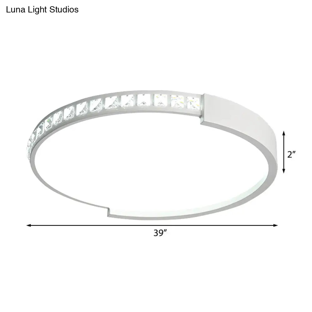 16/19.5/20.5 Wide Crystal Led Flush Mount Ceiling Light For Bedroom And Living Room