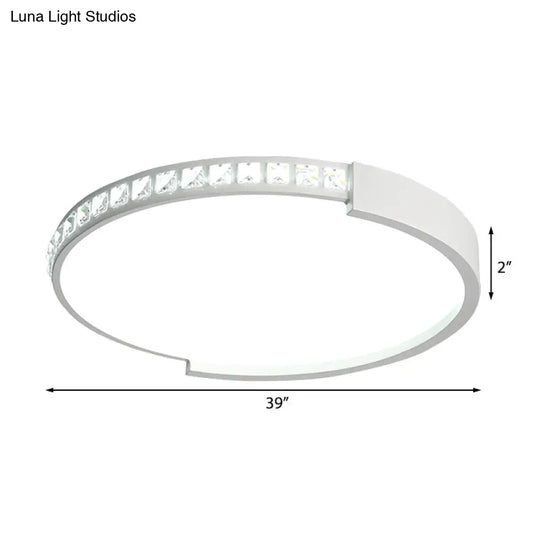 16/19.5/20.5 Wide Crystal Led Flush Mount Ceiling Light For Bedroom And Living Room