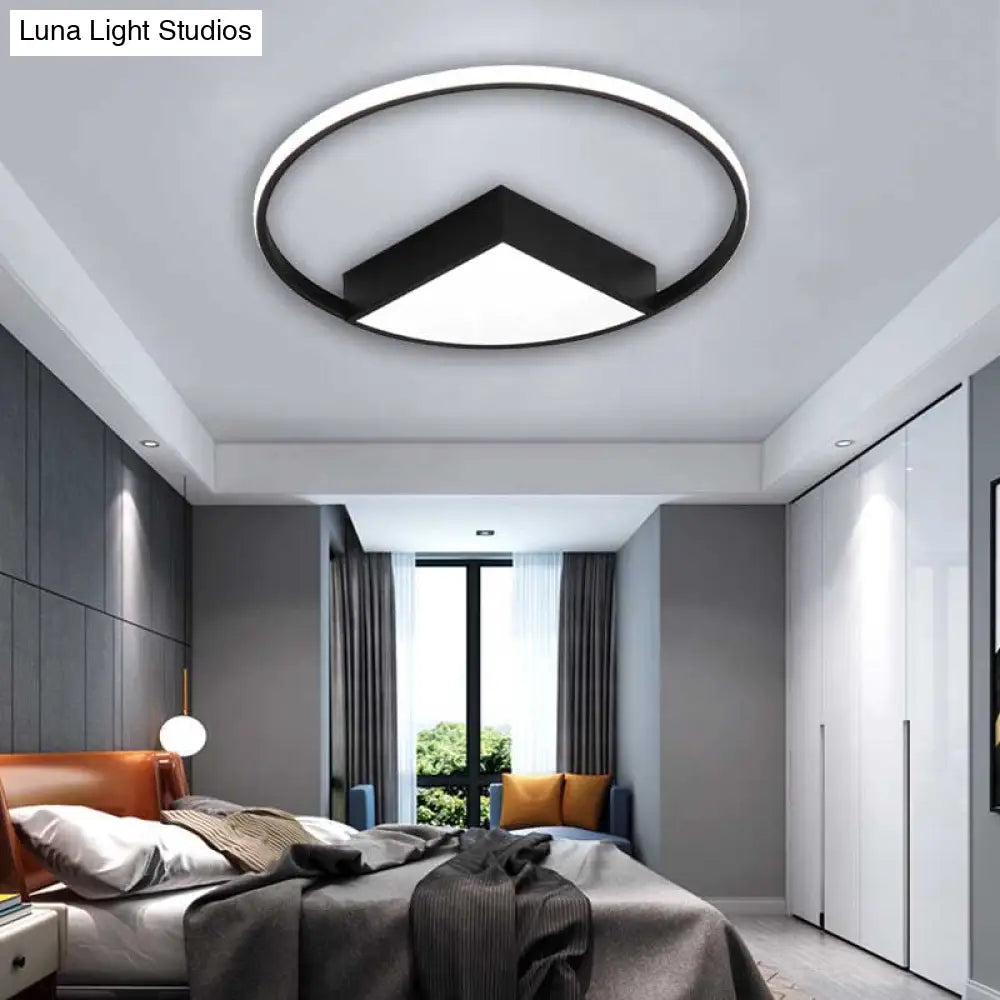16/19.5/23.5 Wide Acrylic Flushmount Led Ceiling Light In Black/White With Warm/White Lighting Black