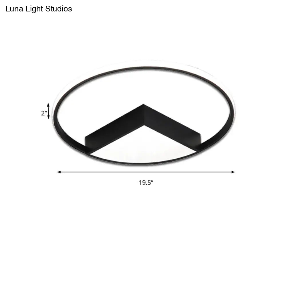 16/19.5/23.5 Wide Acrylic Flushmount Led Ceiling Light In Black/White With Warm/White Lighting